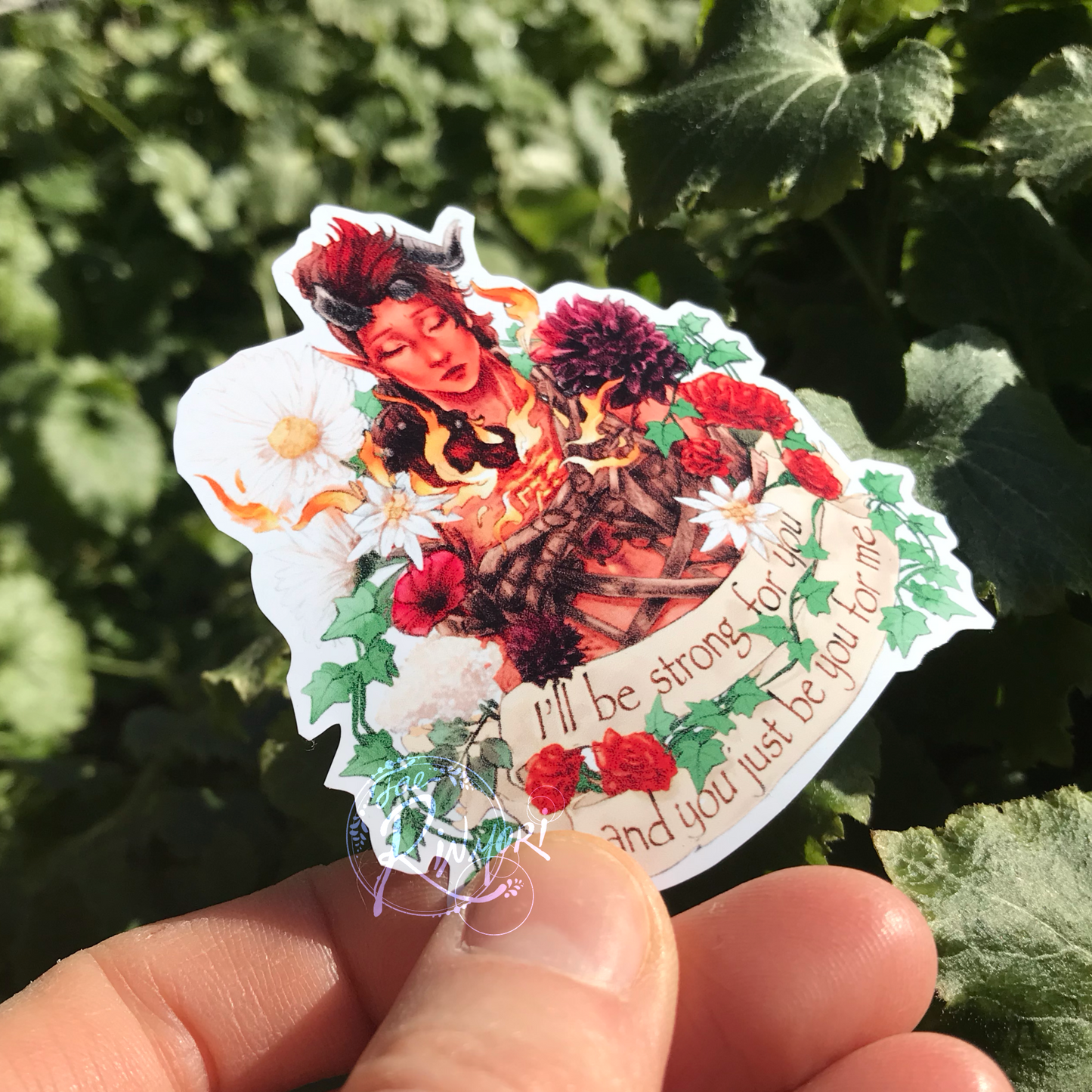 BG3 Karlach Flower Quote Sticker