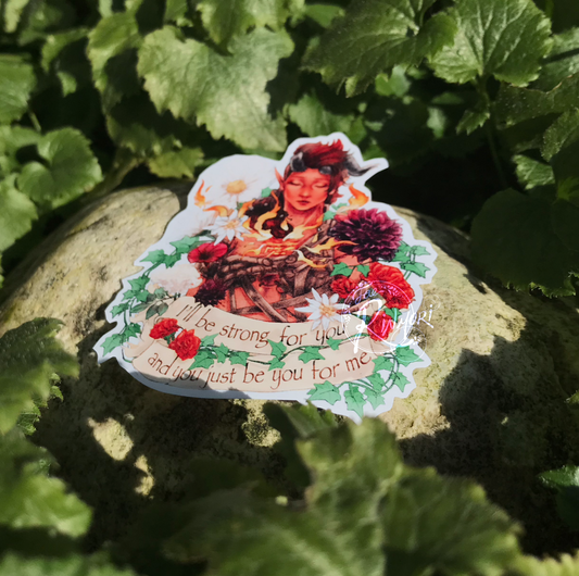 BG3 Karlach Flower Quote Sticker