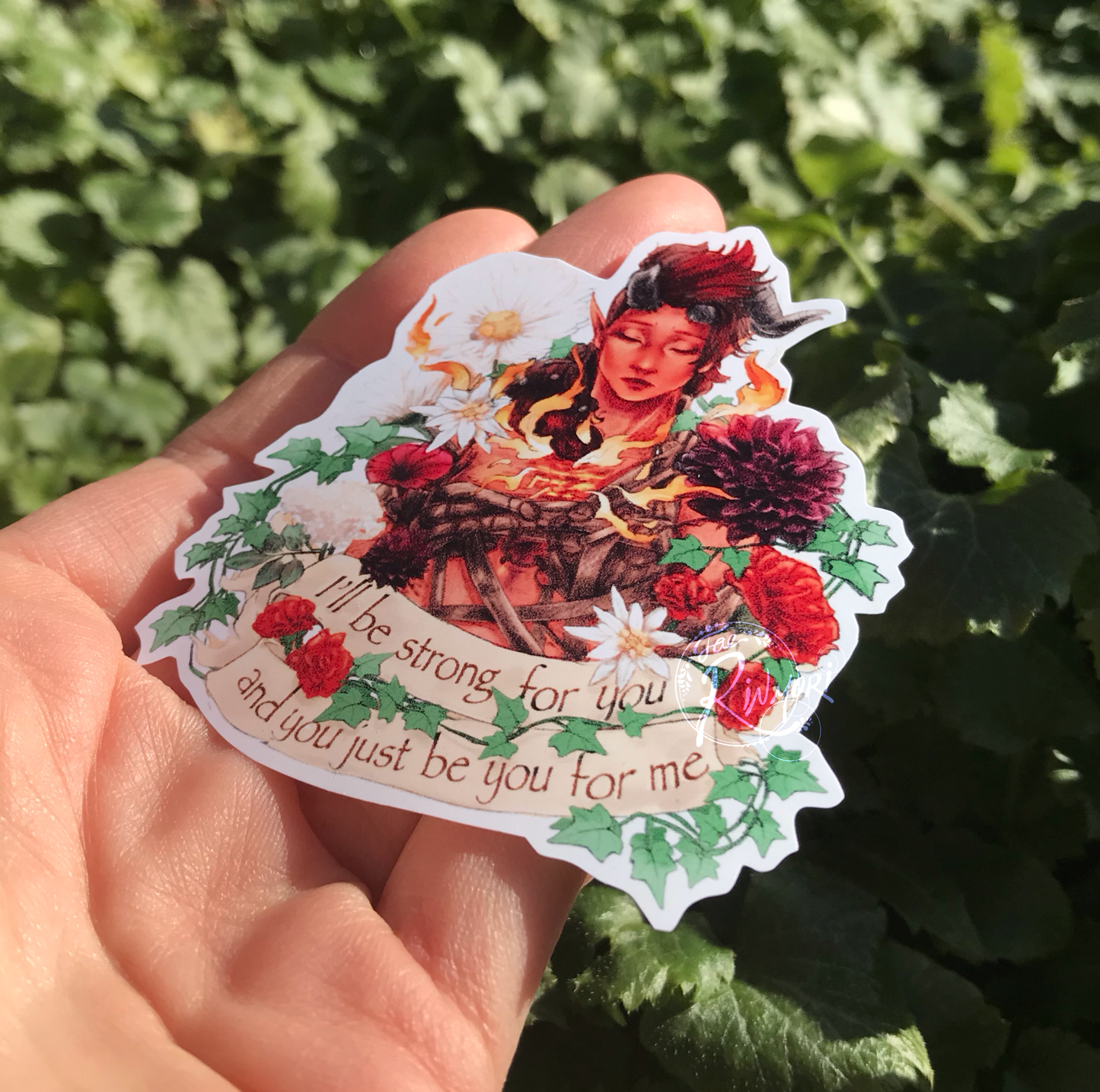 BG3 Karlach Flower Quote Sticker