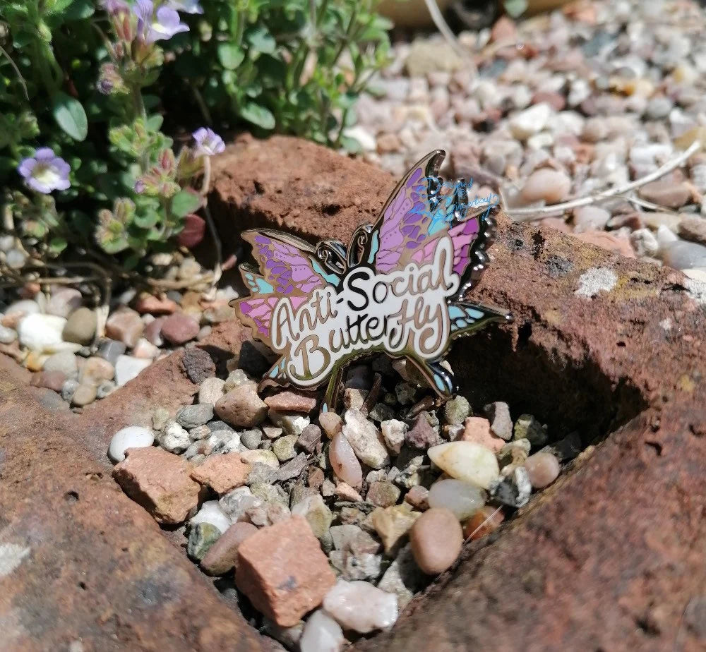 Kawaii Anti Social Butterfly Statement Hard Enamel Pin
