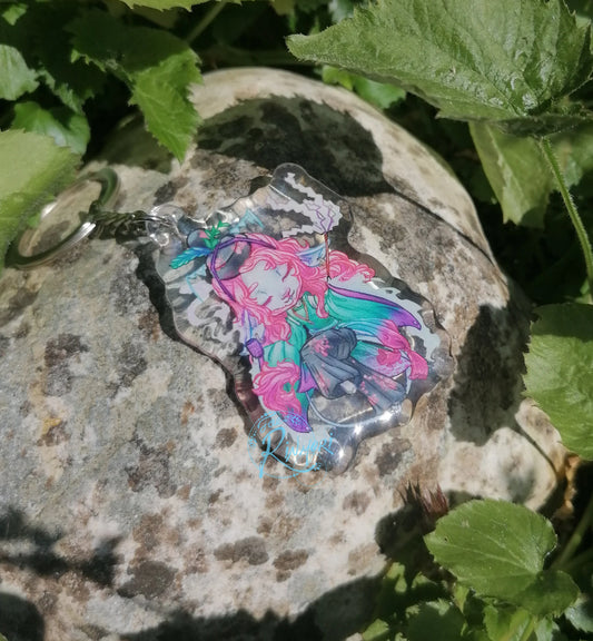 Japan Inspired Caduceus Acrylic Keyring - Shrine Priest -