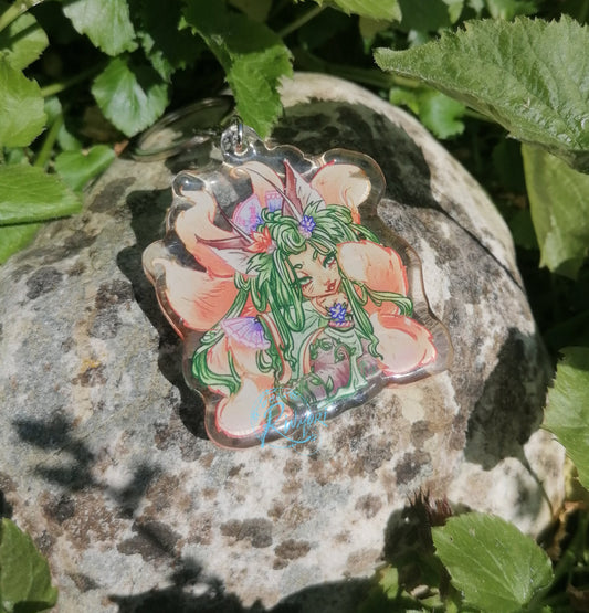 Japan Inspired Ferne Acrylic Keyring - Kitsune Fox Spirit -