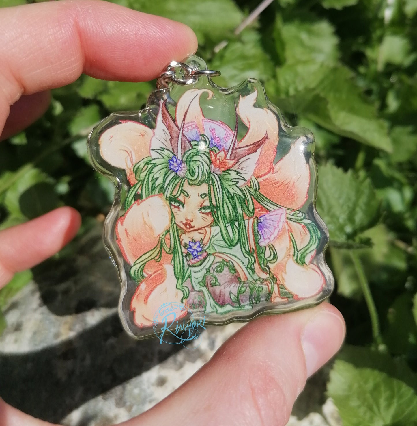 Japan Inspired Ferne Acrylic Keyring - Kitsune Fox Spirit -