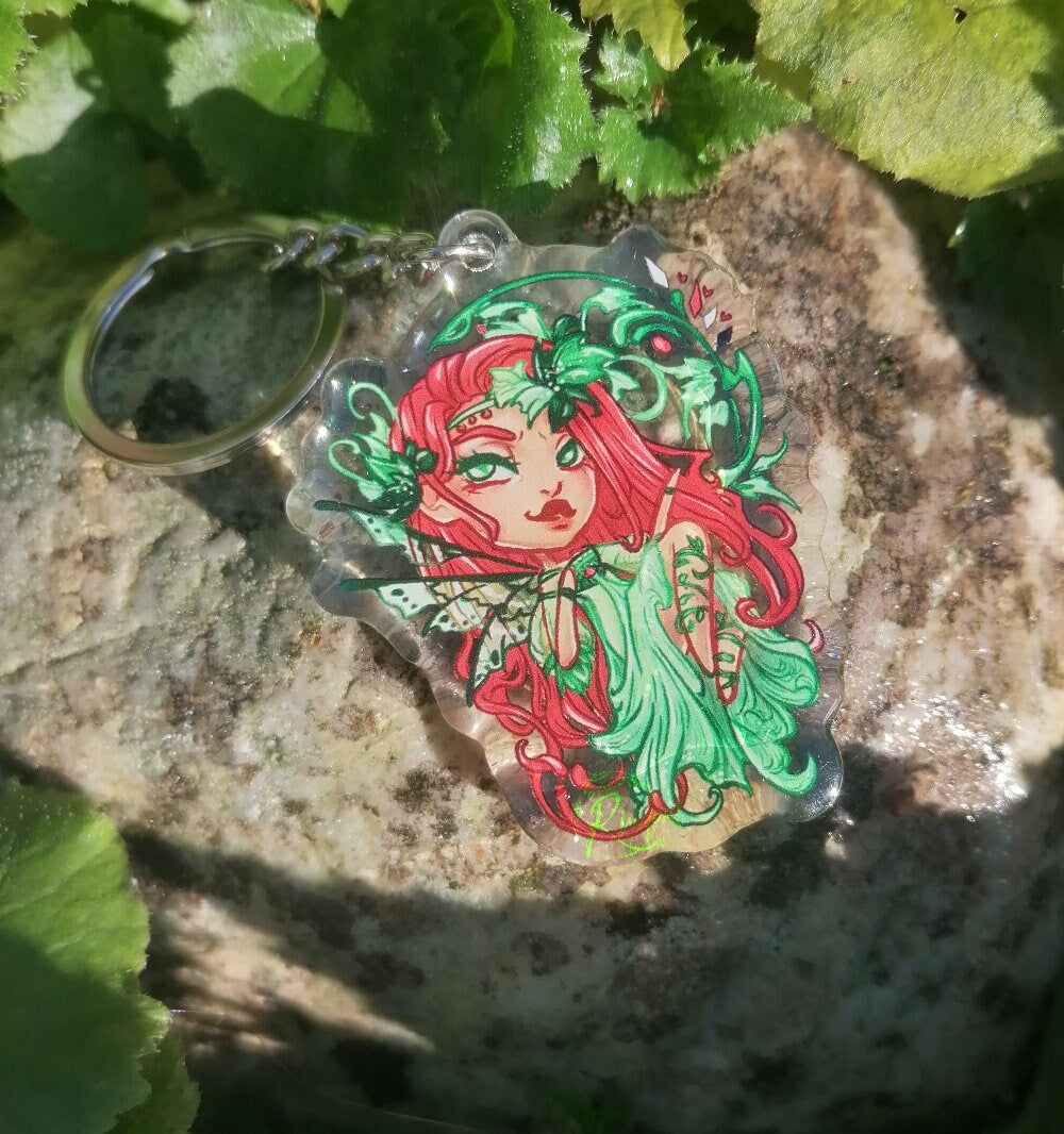 Poison Ivy Art Nouveau Faerie Inspired Keyring