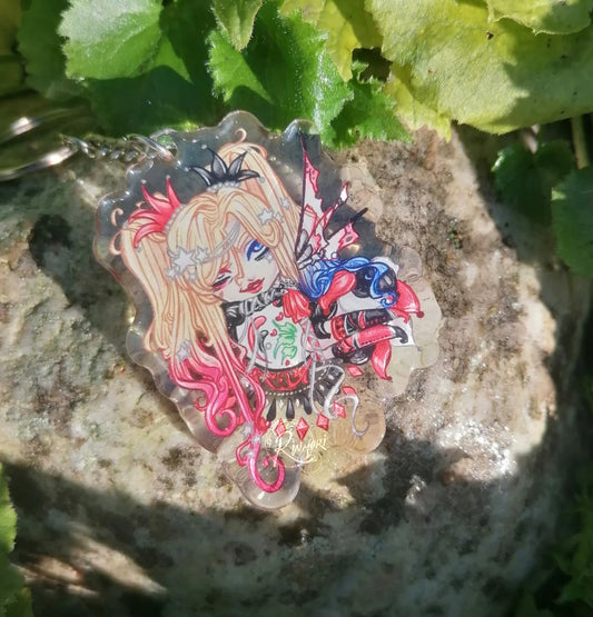 Harley Quinn Art Nouveau Faerie Inspired Keyring