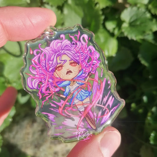 Japan Inspired Imogen Acrylic Keyring - Creepy Horror High Schooler -