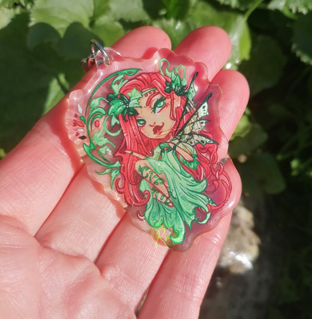 Poison Ivy Art Nouveau Faerie Inspired Keyring