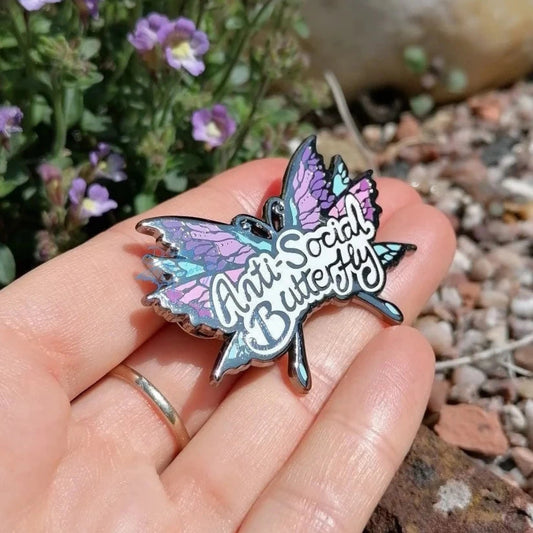 Kawaii Anti Social Butterfly Statement Hard Enamel Pin