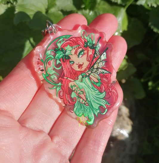 Poison Ivy Art Nouveau Faerie Inspired Keyring