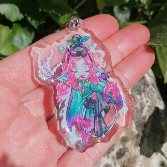 Japan Inspired Caduceus Acrylic Keyring - Shrine Priest -